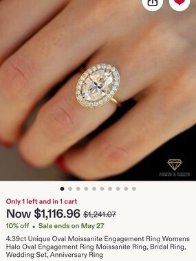 Oval halo moissanite and 14k gold ring